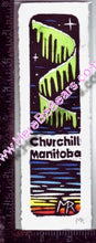 Load image into Gallery viewer, Northern Lights (Winter) Linocut/Watercolour Enhanced Bookmark
